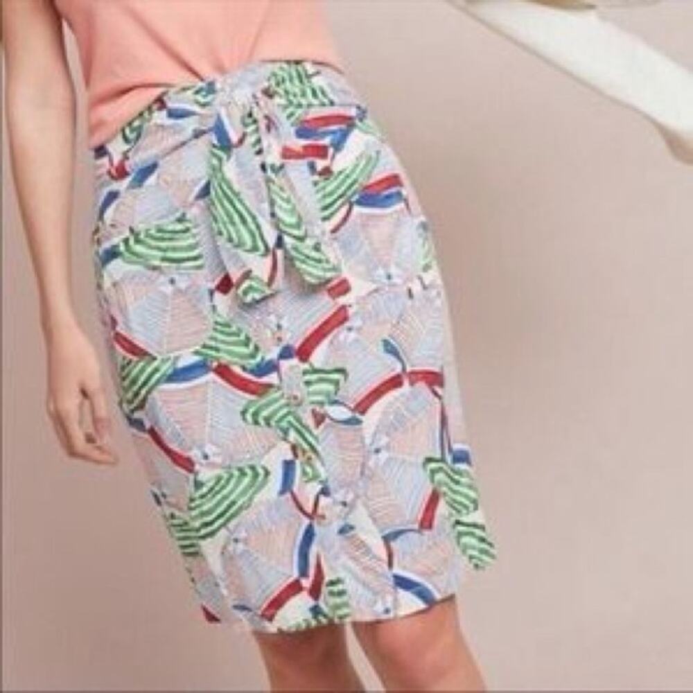 Anthropologie Polka Dot Floral Pencil Skirt | Feminine Chic Size 0